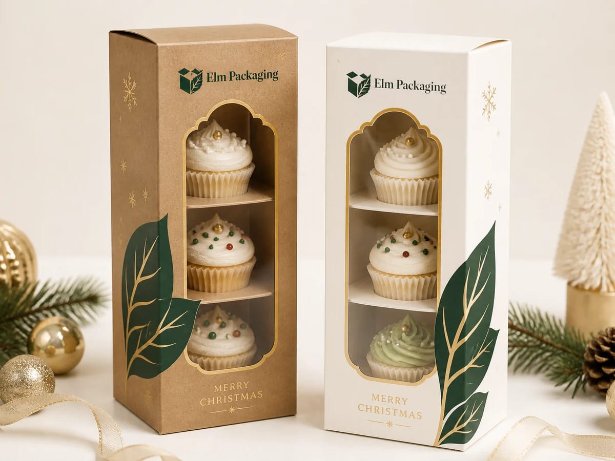 Custom custom christmas cupcake boxes packaging