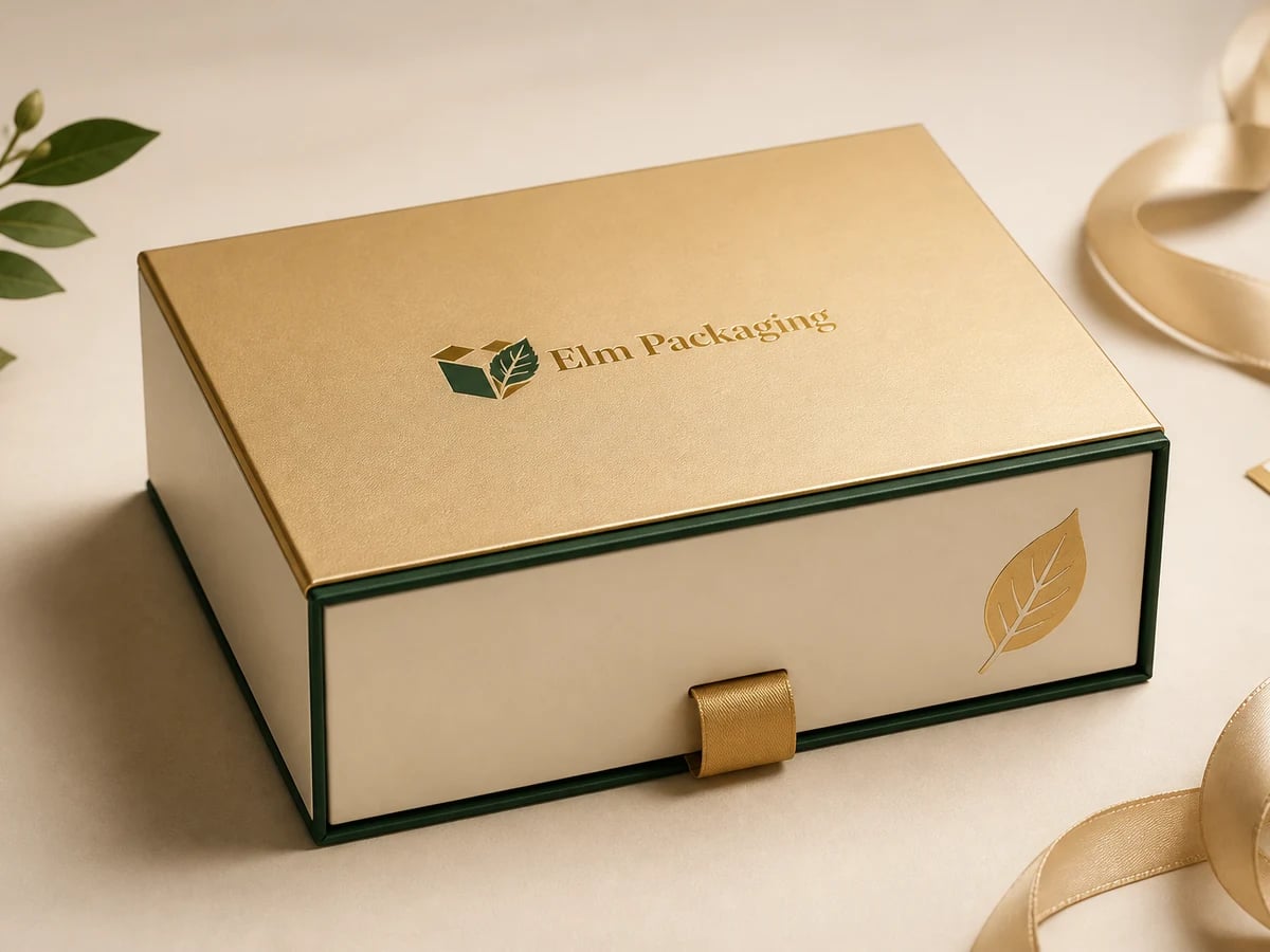 Custom Gold Magnetic Gift Boxes with custom brand printing