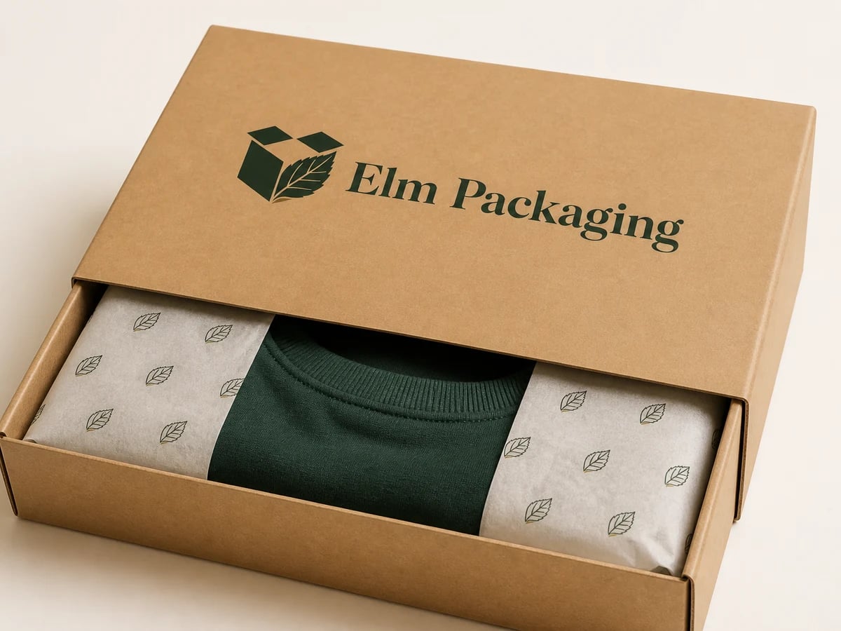 Custom Kraft Apparel Packaging with custom brand printing