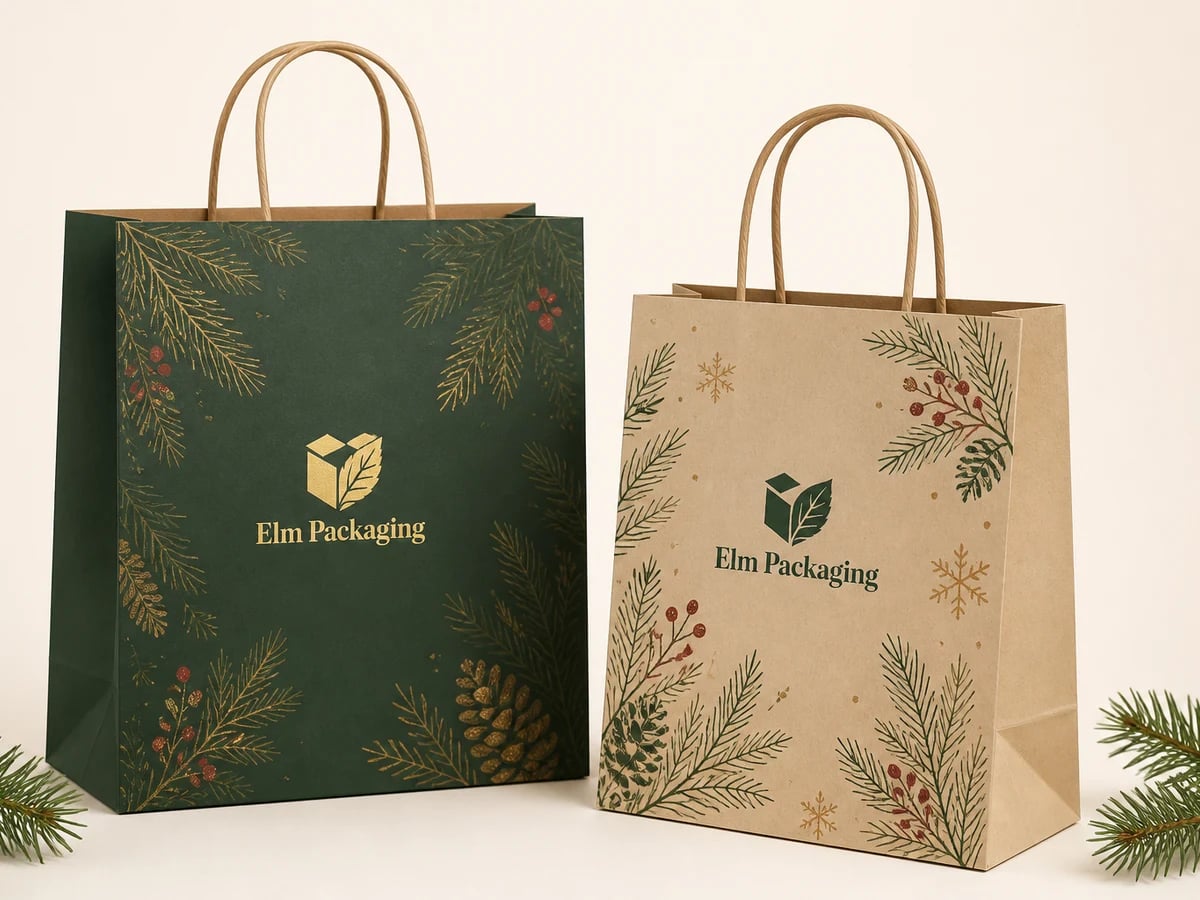 Custom Christmas Paper Bags with custom brand printing