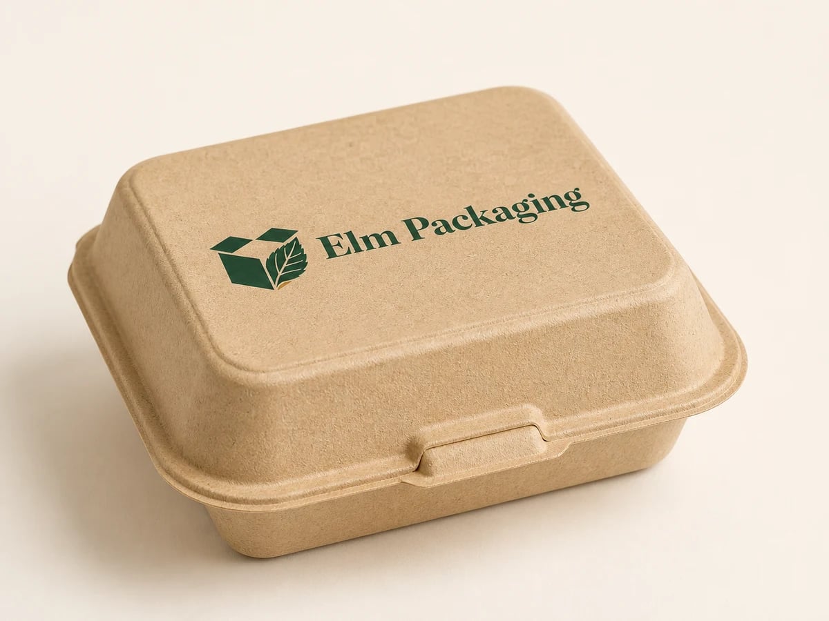 Custom Bagasse Burger Boxes with custom brand printing