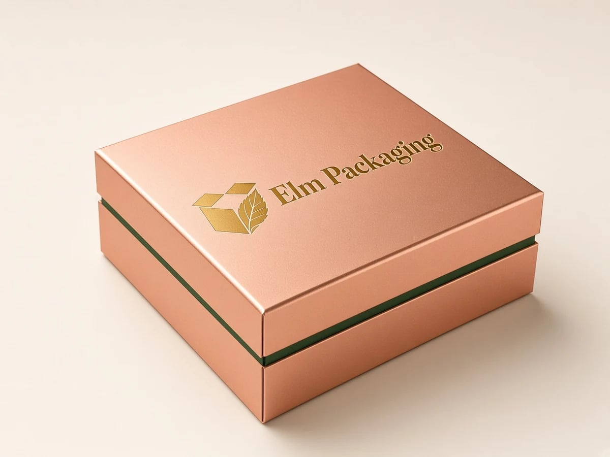 Custom Rose Gold Gift Box with Lid with custom brand printing
