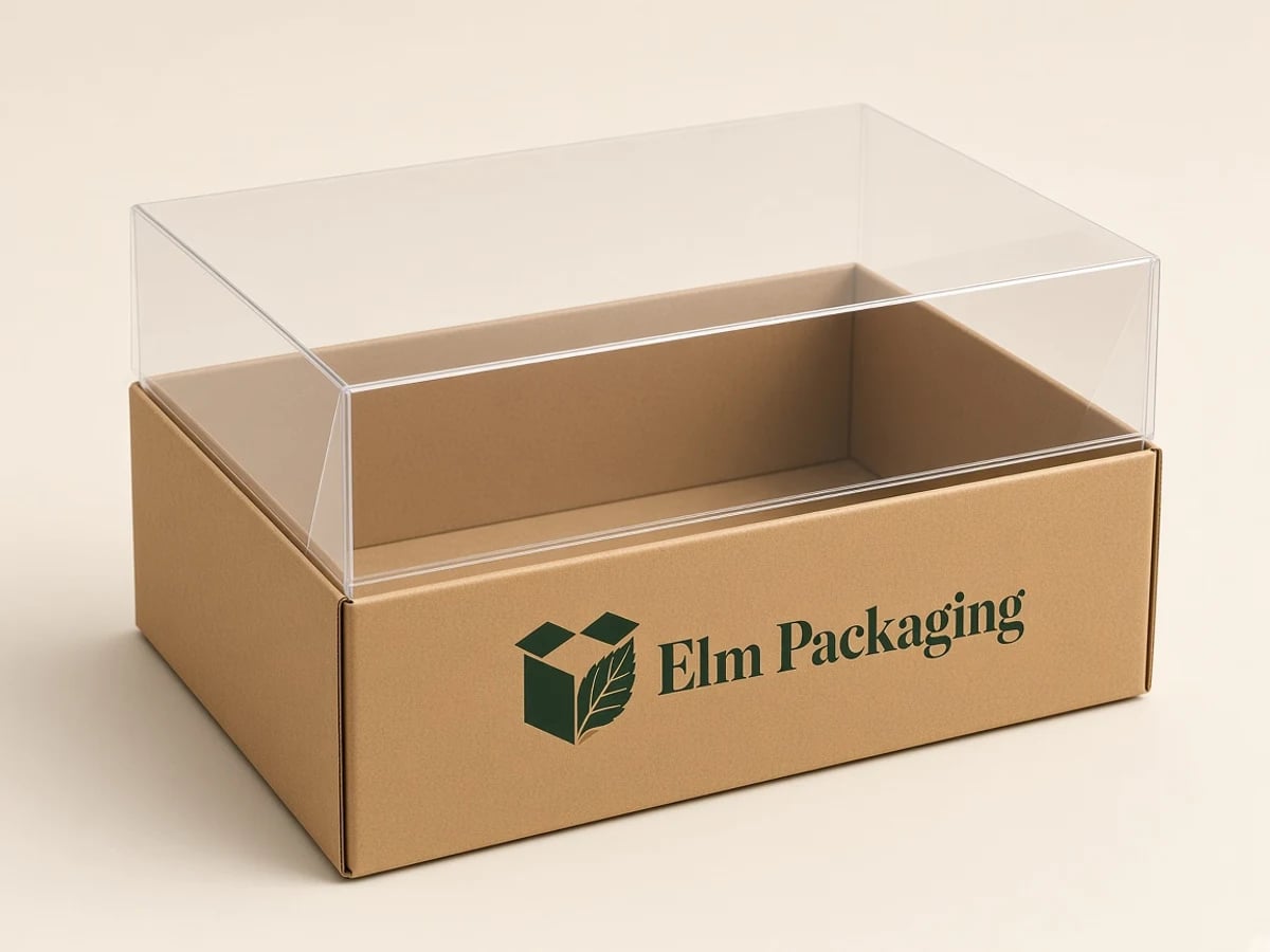 Custom Kraft Box With Clear Lid with custom brand printing