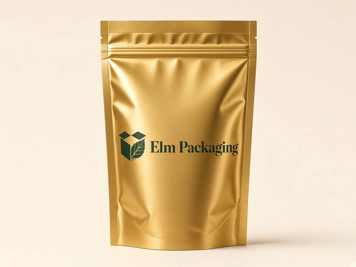 Custom Gold Mylar Bags with custom brand printing