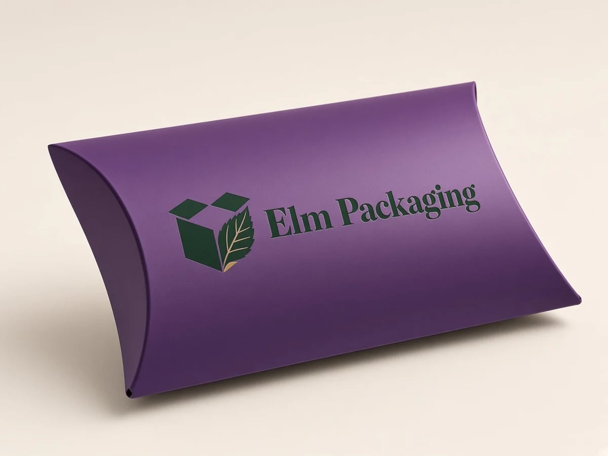 Custom Purple Pillow Boxes with custom brand printing