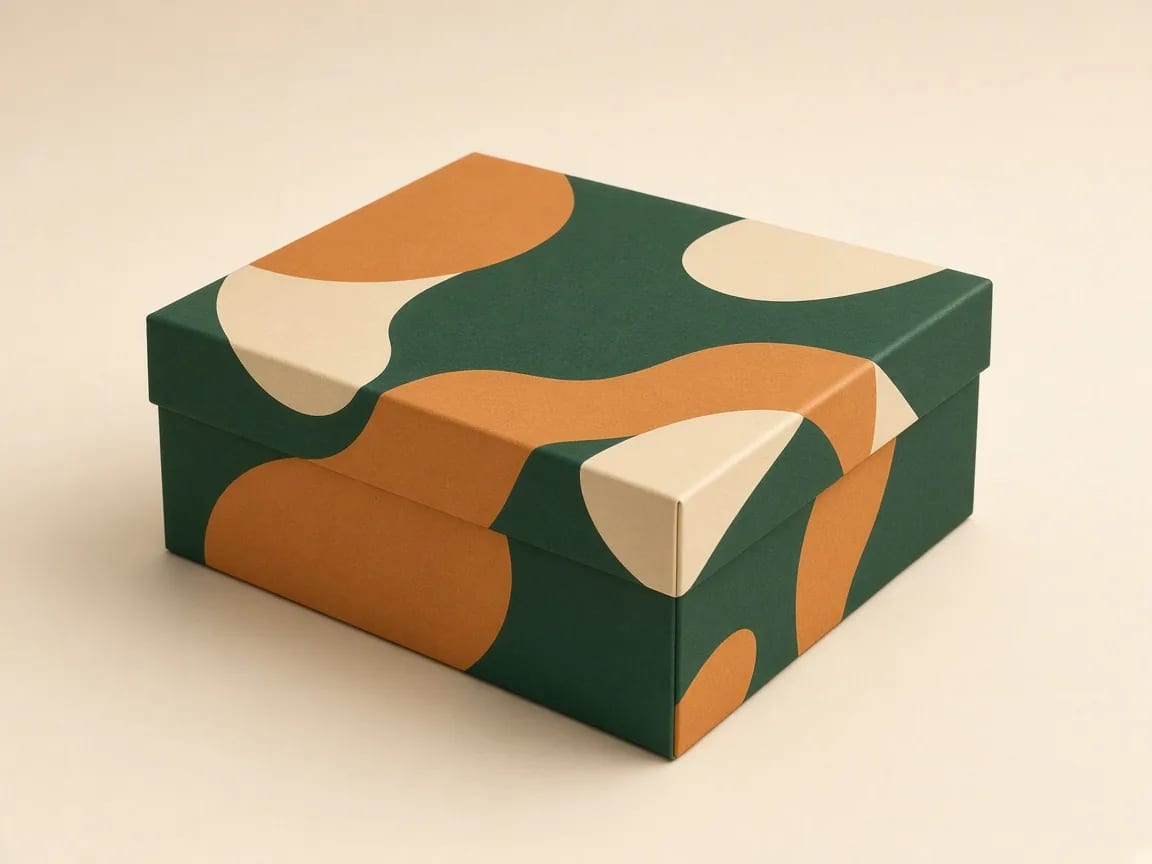 Custom printed box exterior with brand-ready color panels
