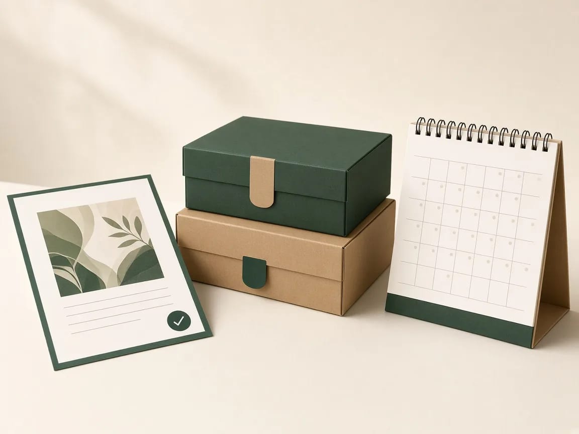 Proof approval and stacked flat custom boxes ready for production